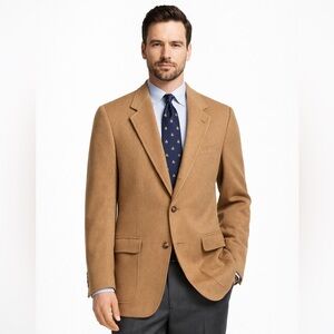Brooks Brothers Camel Hair Blazer 41L Vintage Tan Sport Coat Mens Wool Jacket